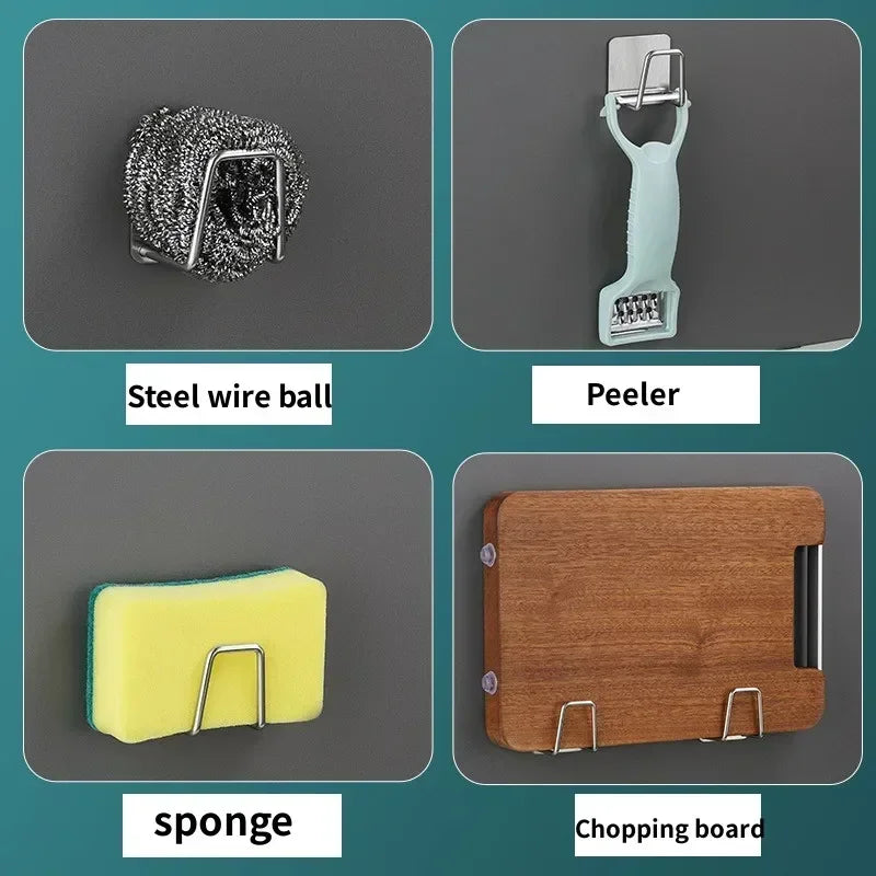 Sponge Holder, Stainless Steel Self-Adhesive Kitchen Organiser