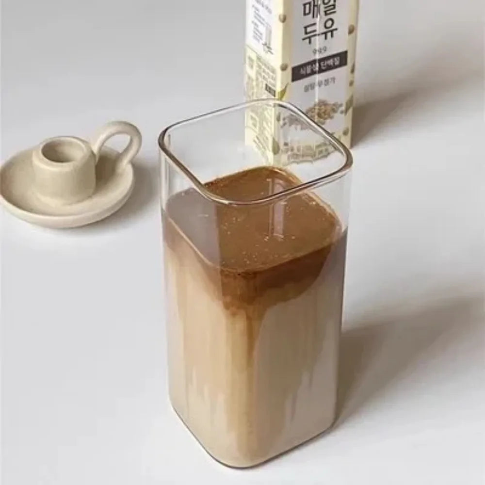 Heat-Resistant Glass Cup with Lid & Straw for Hot/Cold Drinks