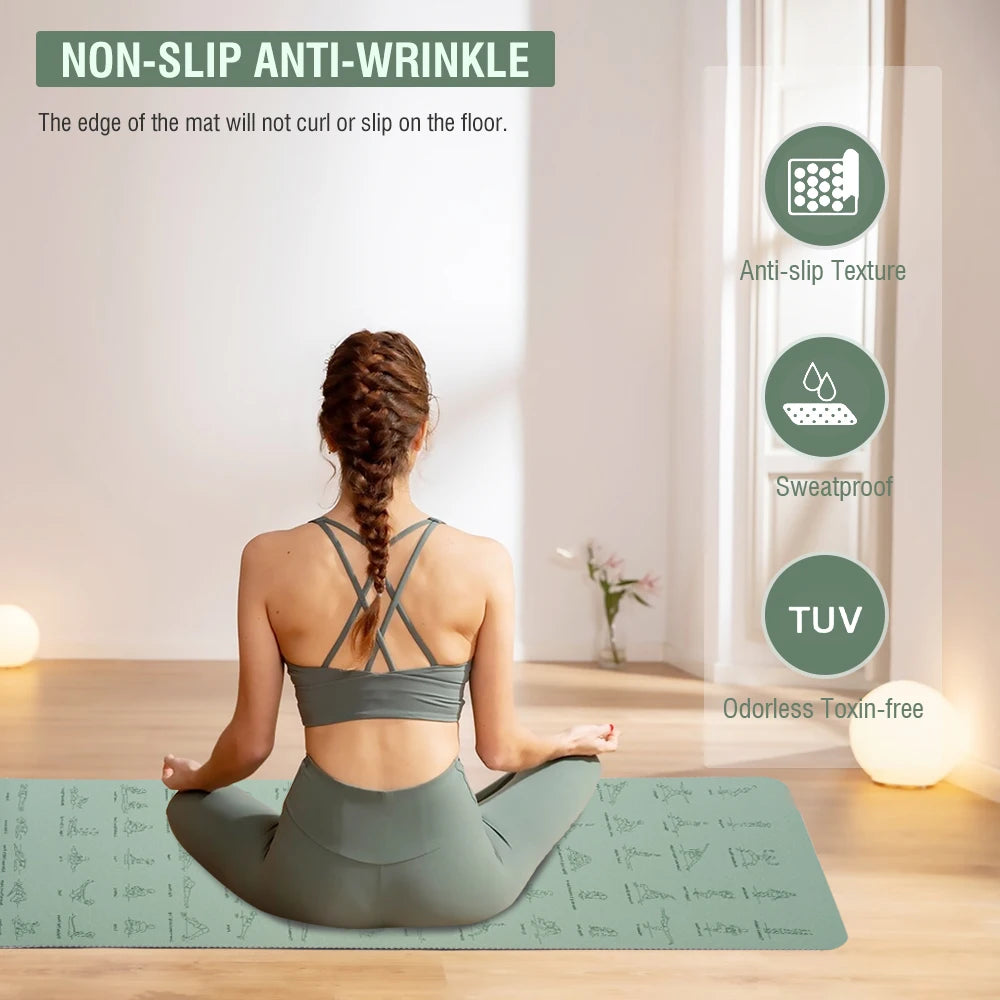 Yoga Mat Non-Slip for Fitness & Pilates - Eco-Friendly
