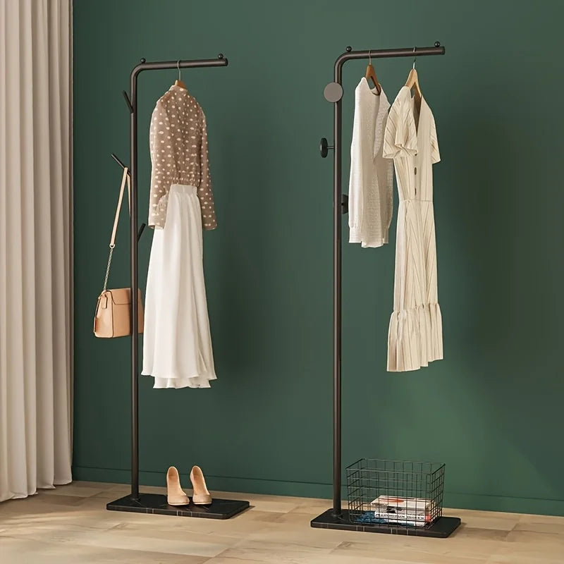 Space-Saving Gold Clothes Rack. Modern Home Organiser