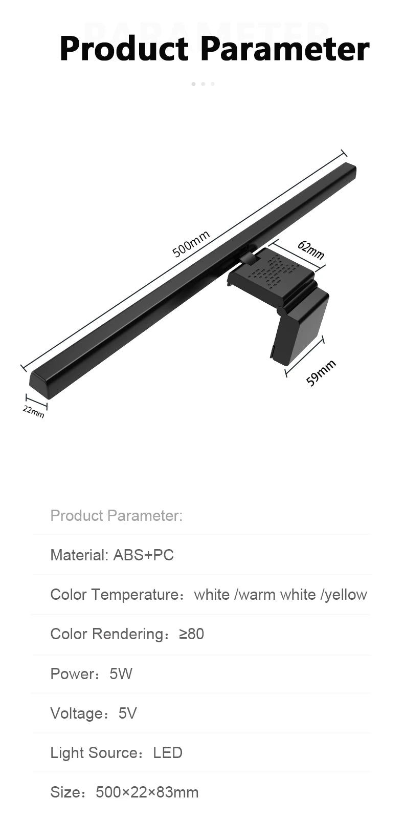 Computer USB Light Bar 50cm with 3 Lighting Modes