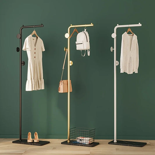 Space-Saving Gold Clothes Rack. Modern Home Organiser