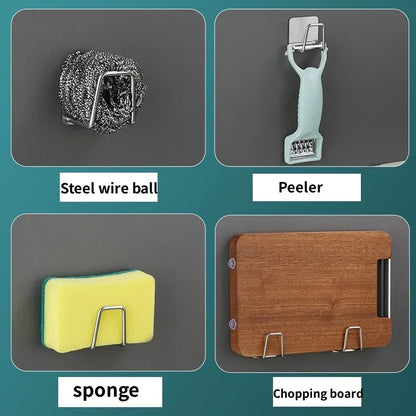 Sponge Holder, Stainless Steel Self-Adhesive Kitchen Organiser